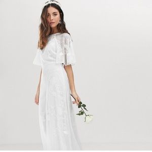 ASOS EDITION Mia embroidered glitter sleeve dress